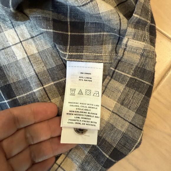 Pendleton Loop Collar Shirt Medium Multicolor Linen Rayon Short Sleeve Button Up - Picture 6 of 8